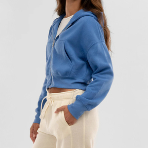 Premium Women Cropped <b>Zipper</b> Hoodie Custom Logo Breathable Fabric Trendy Fit OEM Manufacturing High Quality At Reasonable Price - Product Image 4