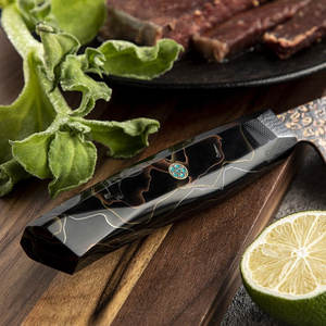 มีดเชฟเหล็กดามัสกัสทองแดงระดับมืออาชีพ มีดทำครัวประสิทธิภาพสูง พร้อมด้ามจับสีดำตามหลักสรีรศาสตร์ - Product Image 6