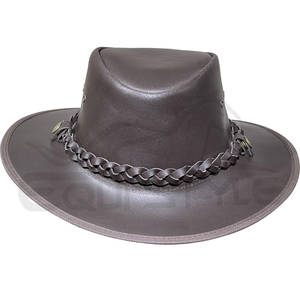 Sombrero de Vaquero Australiano Marrón de Cuero Resistente al Agua con Banda Trenzada, Logotipo Personalizado, Sombreros de Cuero para Hombre al por Mayor - Product Image 3