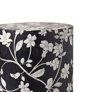 Bone Inlay <b>Black</b> Resin Coffee Side <b>Table</b> With Polish Finishing Square Shape Stripes Design Good Quality For <b>Living</b> <b>Room</b> - Product Image 5