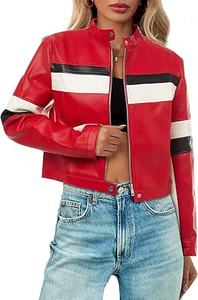 <b>Leather</b> Bomber <b>Jacket</b> Women Men Unisex Black Zipper Closure Solid Color Autumn <b>Winter</b> Wear Regular Fit Slim Style Eco-Friendly - Product Image 5