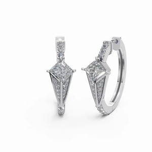 Boucles d'oreilles en diamant taille princesse en or blanc avec diamants certifiés GIA pour mariage féminin, provenant d'un fournisseur indien - Product Image 4