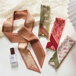 Foulard en Soie Satinée Motifs Floraux Printemps 2026 pour Femme, Ruban de Luxe pour Anse de Sac, Foulards Fins en Soie pour Cheveux, Bandeau d'Été pour Femme - Product Image 5