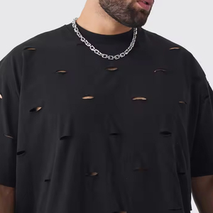 T-shirt homme 100% coton haute visibilité, coupe ample, col étendu, style streetwear, personnalisable OEM, idéal pour l'été - Product Image 3