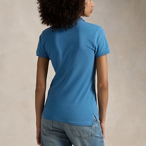 Polo de Manga Corta Azul para Mujer, Color Sólido, Informal, Tejido, Largo Regular, Producción Harry Johnson - Product Image 2