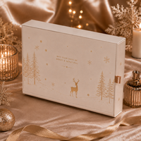 Boîte cadeau de Noël de luxe personnalisée, papier artistique, revêtement UV, gaufrage, feuille d'or, fermeture magnétique, boîte rigide, accessoires pour cheveux
