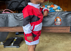 Conjunto de Chaqueta Cortavientos para Niños, para Gimnasio y Entrenamiento - Rojo/Negro/Blanco - Product Image 3