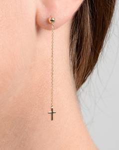 Pendientes de Cadena de Oro Amarillo Sólido 9K 10K 14K 18K, Pendientes Delicados de Cadena de Cable, Joyería Minimalista para Mujer - Product Image 1