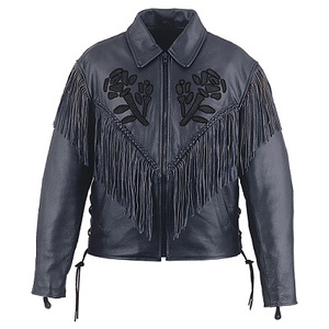 Premium Black Women Fringe Lambskin Leather Jacket Embroidered Luxury Soft Leather Fashion Wear Sample And Customization - Product Image 3