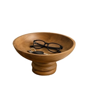 Bol décoratif moderne en bois sur piétement, fait main, organisateur de table, porte-fruits et porte-clés, décoration intérieure, bol de présentation - Product Image 1