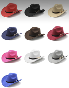 Fashion Trendy Autumn Winter Fashion Women Men Western <b>Cowboy</b> Hat With Metal Buckle Chain <b>Belt</b> - Product Image 2