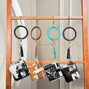 New Product Wholesale Cowhide Leather Bracelet Tassel Coin Purse Bangle <b>Key</b> Ring Credit Card Genuine Leather <b>Wallet</b> Keychain - Product Image 4
