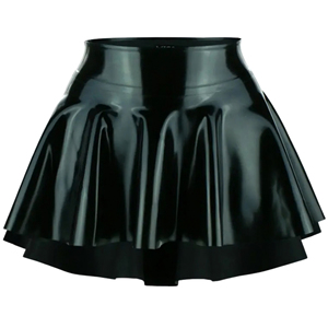 Women High Waist PU Leather Mini <b>Skirt</b> Solid Color Shiny Pleated Design All Seasons Wear - Product Image 3