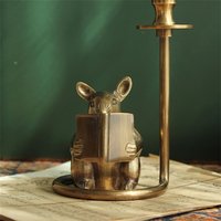 Tempat Lilin Bentuk Tikus Antik Berbahan Besi Kuningan Buatan Tangan, Unik, Figur Hewan, Tempat Lilin Unik untuk Natal dan Paskah