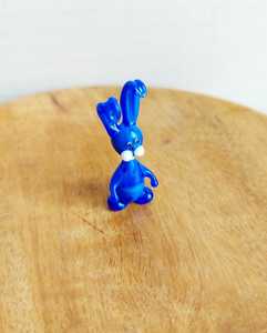 Blue Glass Bunny Figurine Minimalist Design Modern Desk Decor <b>Easter</b> <b>Ornament</b> Lightweight From Rajasthan - Product Image 5