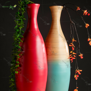 Jarrón de bambú natural vietnamita para flores decorativas frescas o secas jarrón de madera hecho a mano - Product Image 1