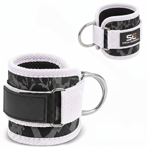 Sangle de cheville réglable en cuir rembourré pour machine à câble de gym, entraînement de fessiers et de jambes (kickback), anneau en D haute résistance - Product Image 1