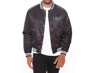 Blouson bomber noir pour homme, couleur unie, rembourrage en polyester, style décontracté, logo sur le devant, col rabattu, coupe classique, vêtement d'automne - Product Image 5