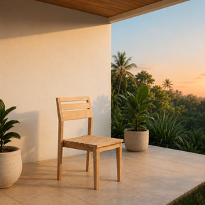 Etna Teak Stacking Garden Chair Modern Design Straight Leg Outdoor Furniture Durable Waterproof Eco-Friendly Living Room Kitchen - Product Image 3