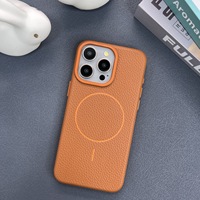 Honatop Litchi Grain Cuir Peau Anneau Magnétique TPU Téléphone Portable Cas pour 16PRO Max 15/14/13 12 11
