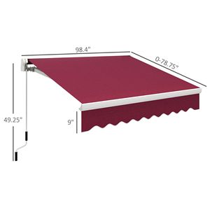Tenda da Sole Manuale Retrattile 2,4m x 2m con Manovella, Protezione Solare per Esterni, Copertura per Finestre e Terrazze, Rosso Vino - Bracci Pieghevoli, Misura 4m - Product Image 3