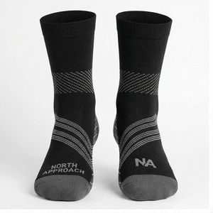 Chaussettes de randonnée respirantes noires à motif géométrique North Approach pour adultes – Collection été - Product Image 1