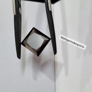 Moissanite noire de 5,60 carats, taille princesse carrée, faite à la main, cadeau pour elle - Product Image 1
