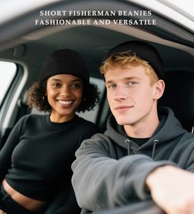 Berretto da Pescatore Unisex Nero a Costine di Alta Qualità, Cappello Corto Lavorato a Maglia con Risvolto, Berretto da Marinaio Personalizzabile con Logo, Vendita all'Ingrosso OEM - Product Image 3