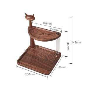 Support de rangement double niveau en bois abordable avec motif chat pour cosmétiques et accessoires, style minimaliste, type sur pied - Product Image 2