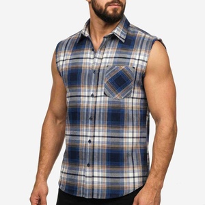 Camisa de Franela a Cuadros para Hombre, Estilo Nuevo, Personalizada, Tejida, Transpirable, Informal, Holgada, Talla Grande, Sin Mangas, de Algodón - Product Image 3