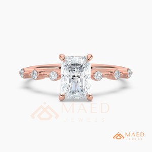 Rose Gold Emerald Cut Moissanite Engagement Ring Lab Grown Diamond Bridal Jewelry Women USA - Product Image 6