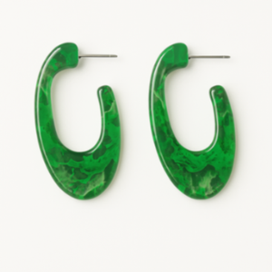 Boucles d'oreilles créoles classiques faites à la main en résine, fantaisie, de luxe, en acrylique jaune, lucite, bijoux unisexes de la meilleure qualité pour femme - Product Image 5