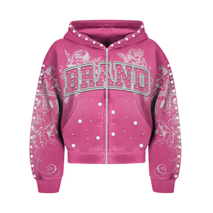 Sudadera con Capucha Ligera Personalizable con Gráficos de Arco y Borde de Perlas y Pedrería - Product Image 1