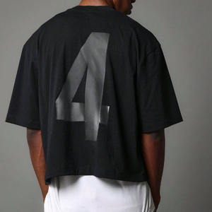 เสื้อยืดโอเวอร์ไซส์ทรงหลวมสำหรับผู้ชาย 240 GSM ผ้าหนา 100% ผ้าฝ้าย OEM สั่งทำทรงครอป เสื้อผู้ชาย OEM สั่งทำโลโก้ B2B - Product Image 2