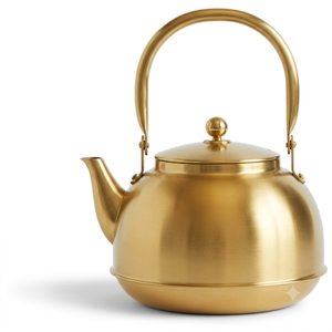 Bouilloire à thé en métal doré martelé avec couvercle et poignée en métal, design moderne et luxueux pour la cuisine, théière artisanale en promotion - Product Image 3