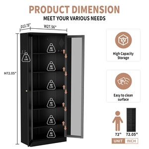Armadio dispensa da cucina in metallo alto 183 cm con 5 ripiani regolabili, nero, autoportante, per dispensa o bagno - Product Image 2