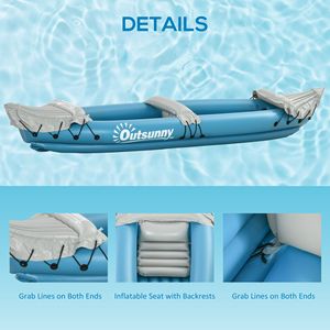 Kayak Inflable K2 Azul para 2 Personas, Bote Inflable Portátil con Remos de Aluminio, Kit de Reparación Incluido - Product Image 5