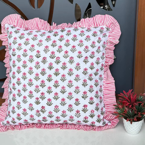 Beautiful Flower Print Cotton Frill Bohemian <b>Pillow</b> Cushion Covers -<b>Sofa</b> Covers Floral Cushion Covers Decorative <b>Pillows</b> - Product Image 3