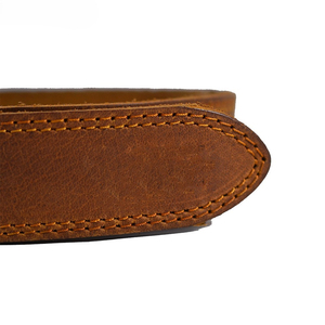 Cinturón de Cuero Marrón con Hebilla Rectangular de Acero, Estilo Casual, Duradero, Moldeado en una Sola Pieza - Product Image 3