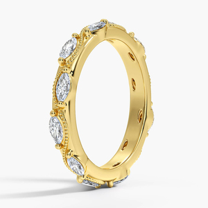 Bague d'éternité ornée de diamants marquise sertis de perles - Product Image 2