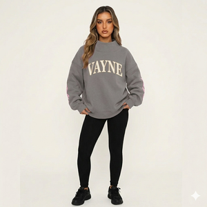 Sudadera Moderna con Cuello Alto para Mujer, Estilo Oversize, Mezcla de Algodón, Suave, Cálida y Cómoda, Atuendo de Moda para Invierno - Product Image 1