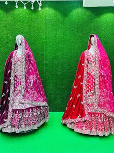 Splendeur nuptiale majestueuse : 10 designs exquis de sharara farsi, dupatta en velours luxueux à volants volumineux pour lehenga choli - Product Image 2