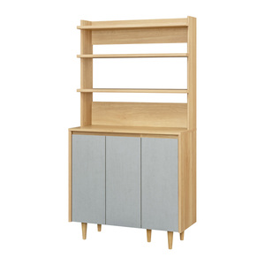 Meuble de rangement moderne en bois pour salon et bureau à domicile avec 2 étagères, 2 tiroirs et portes à panneaux plats – Mobilier de rangement minimaliste - Product Image 1