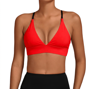 Women's White Deep V-Neck Yoga Sports Bra Medium Support Breathable Solid Color - Product Image 6