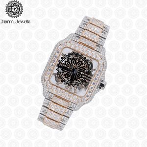 Reloj Mecánico Cuadrado de Acero Inoxidable para Mujer, de Lujo, con Esfera Analógica, Cristal de Zafiro, Bisel con Diamantes y Cierre Plegable, Charm_Jewells - Product Image 4