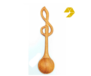Cuchara de madera económica con diseño de nota musical, de madera roja, ecológica, de Vietnam, pequeña, de bambú - Product Image 1