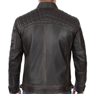 Factory Wholesale Price <b>Men's</b> Genuine Leather <b>Jacket</b> Canvas Stand Collar Waterproof Breathable Winter Biker Reversible - Product Image 2