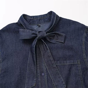Women New Arrivals Summer/Winter Vintage Eco-Friendly Casual Button <b>Down</b> Long Sleeve 100% Cotton Denim Shirts - Product Image 3