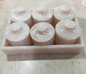 Juego de tarros de resina rosa de lujo de 6 piezas, contenedor de almacenamiento de alimentos de cocina al por mayor con tapa, contenedor de almacenamiento de alimentos secos de RF Crafts - Product Image 3