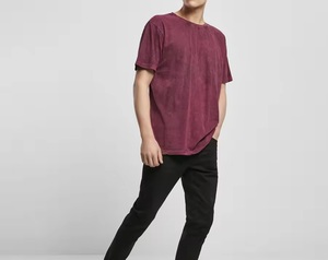 Camiseta de algodón teñida para hombre, de corte holgado, manga corta, cuello redondo, color liso, estilo casual, de punto. - Product Image 4